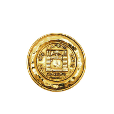 CHANEL シャネルブローチ 31 RUE CAMBON CHANEL Logo 31 RUE CAMBON Pin Brooch Gold Plated USED fS JP