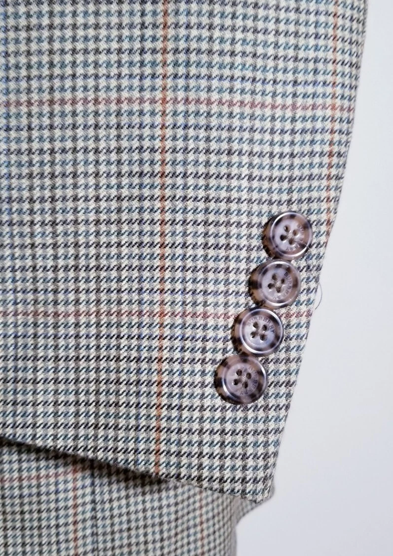 Giacca blazer lana seta check blu arancione Burberry 44L RECENTE cappotto sportivo