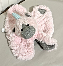 Demdaco Pink Gray Fluffy Unicorn Security Blanket Lovey