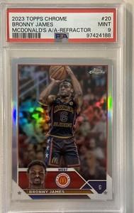 2023 TOPPS CHROME #20 RC BRONNY JAMES MCDONALD'S A/A-REFRACTOR PSA 9 Lakers
