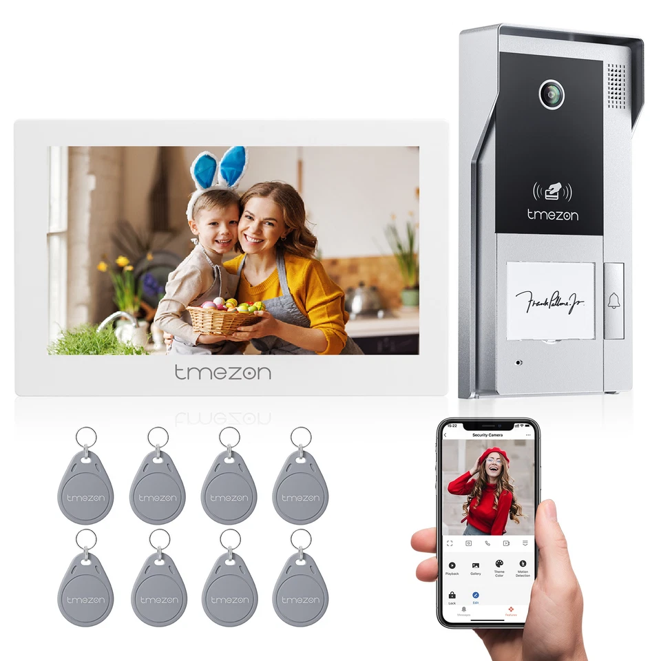 TMEZON WLAN Video Türsprechanlage Sprechanlage mit 7" Monitor Türklingel Kamera