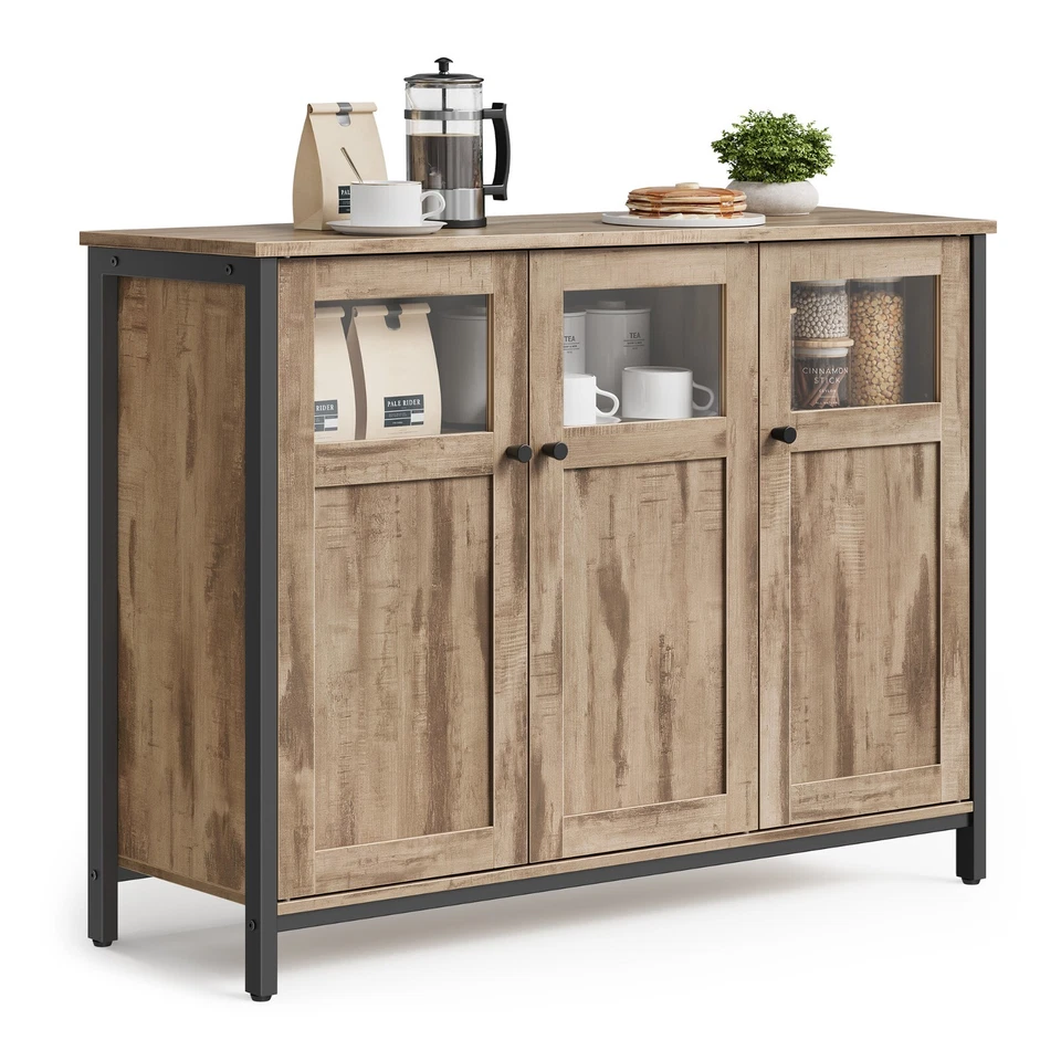 Sideboard, Küchenschrank, Kamelbraun-tintenschwarz LSCDE099K02