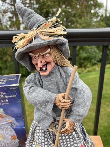 Halloween Spooky Laughing Witch Motion Activated Sways Light Up Eyes 22” Tested - Picture 6 of 11