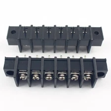1Pcs Black 9.5mm Pitch 6 Pin Barrier Terminal Block Connector With Screw Hole