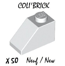 Lego 3040 - 50x Brique pente / Slope 45° 2x1 - Blanc / White - 6270 35281 NEUF