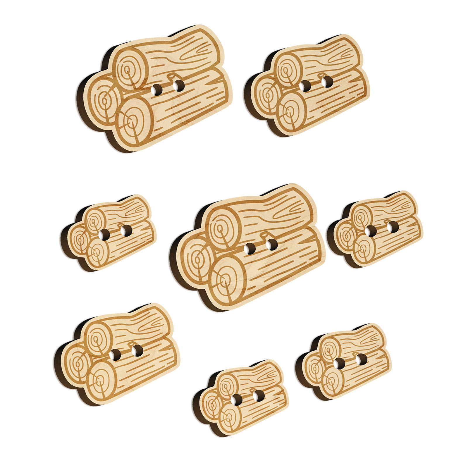 Stack of Logs Firewood Wood Buttons for Sewing Knitting Crochet DIY Craft