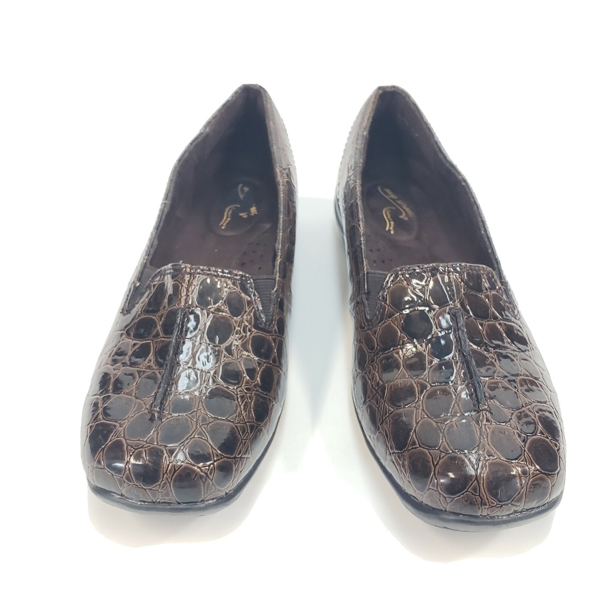 Easy Street Womens Loafers Shoes Size 8N Brown Croc Embossed  display picture 3