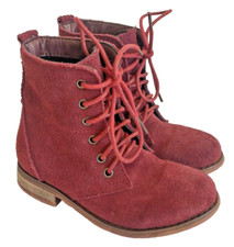 Young Girl's Size 9 Burgundy Maroon Suede Lace Up Boots