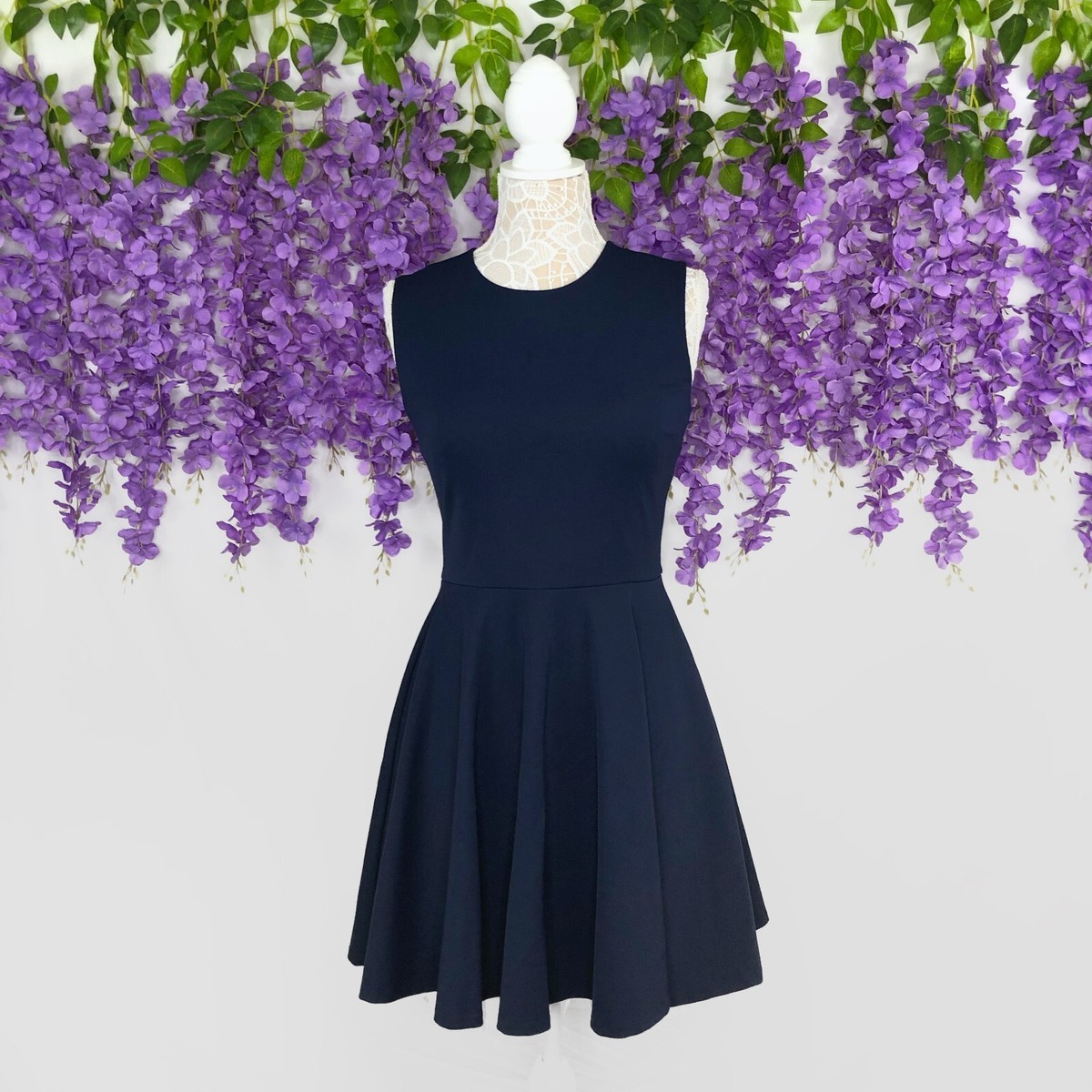 Diane Von Furstenberg Jeannie Fit and Flare Dress Navy Blue Size 6 | eBay