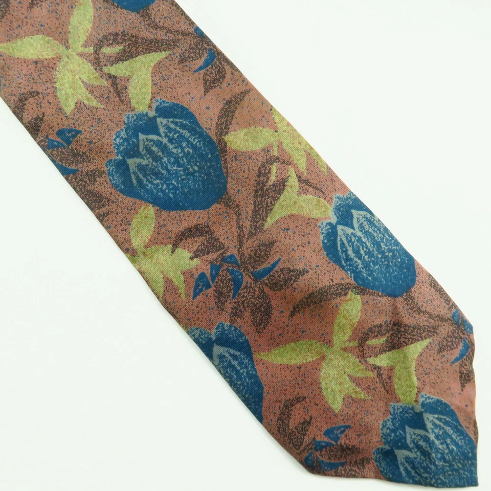 Corbata de Colección Wembley Para Hombre Floral Azul Rosa Abstracta 100% Seda Hecha en EE. UU. Foto 2 de 4