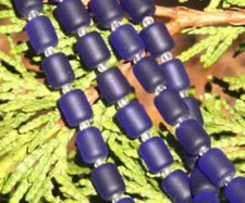 Barrel Nugget Beads, Royal Blue w/Frosted Matte Finish, 8x10mm, 10 Beads