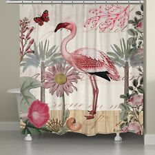 Laural Home Botanical Flamingo Fabric Shower Curtain 71