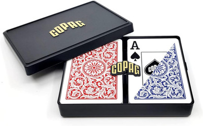 1546 Design 100% Plastic Playing Cards, Bridge Size (Narrow) Red/Blue (Jumbo Ind