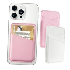 Phone Wallet Stick on, 2 Pack Phone Card Holder for Phone Case, White Pink