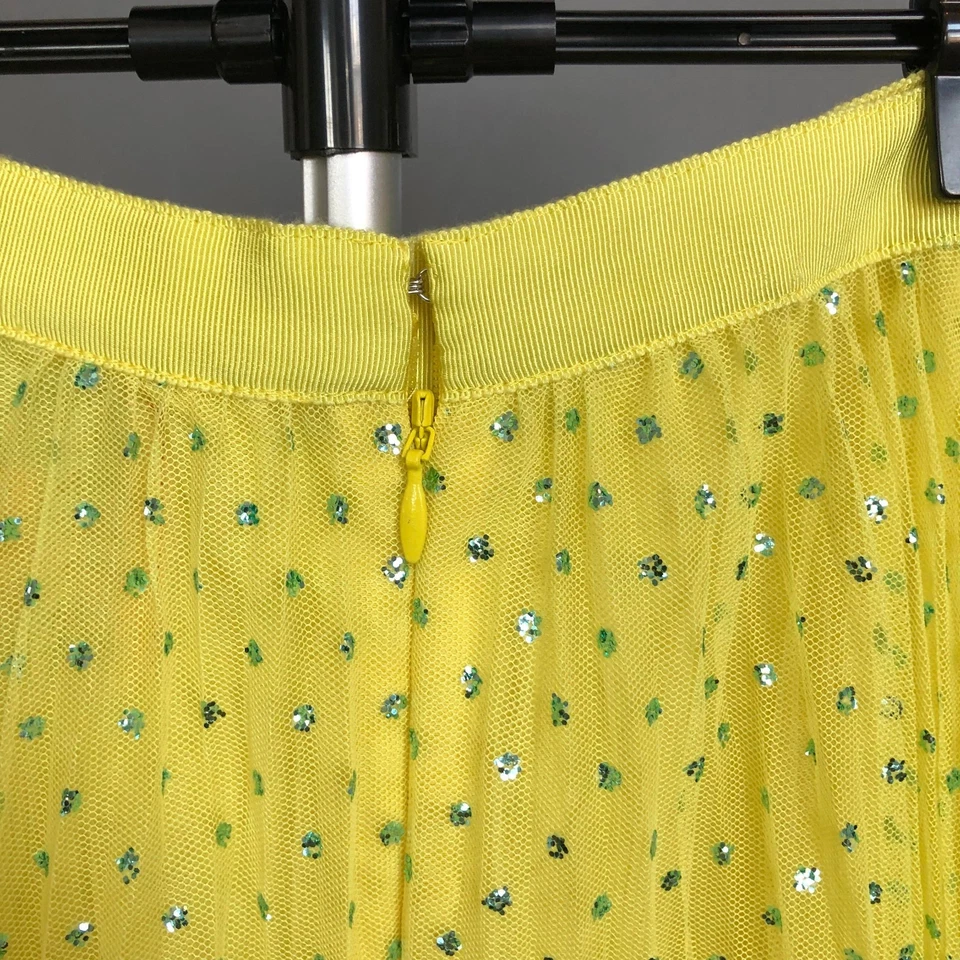 NUEVO CON ETIQUETAS J.Crew Falda Midi de Tul Línea A en Azul Limón Brillo Punto Plisado Falda talla 00 Foto 2 de 4