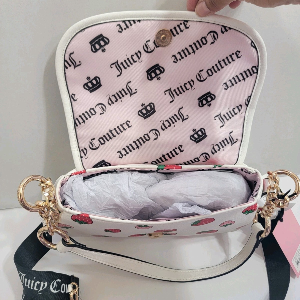 Juicy Couture ショルダーバッグ NEW! Juicy Couture Sweet N Juicy Strawberry White Multi Flap