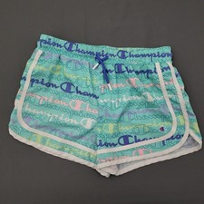 Champion Girls Teal Logo Print Dolphin Athletic Shorts Size 14/16 CHS567