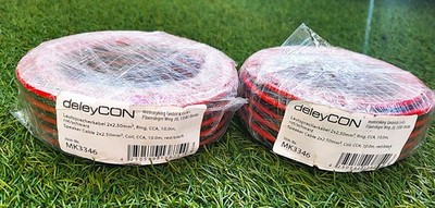 2x deleyCON Lautsprecherkabel HiFi Kabel Boxenkabel 2,50 mm²  10 Meter rot/schw.