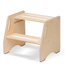 Step Stool for Toddlers & - Wooden Height Adjustable 2 Step Stool with Safe N...