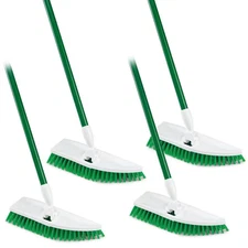 No Knees Floor Scrub Brush with Steel Handle (4-Pack)