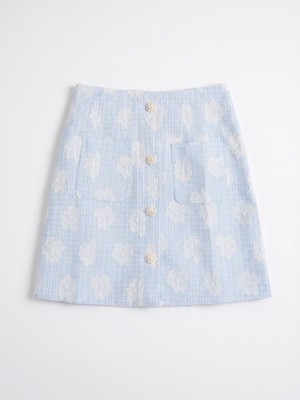 Sister Jane Mini A-Linien Rock hellblau Blumen Boucle | XS | UK 6 | Neu