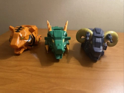 3 Vintage power ranger cars battling der stalker, Big Horn Ram, Tear’n Tiger
