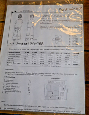 Farbenmix Schnittmuster Hose Xavier