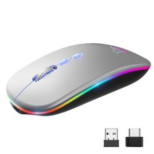 LED Wireless Mouse, Slim Rechargeable Silent Bluetooth Mouse, Portable USB Op...