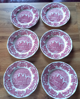 6 Teller Kuchenteller 19 5 cm Royal Homes of Britain Wedgwood England rot