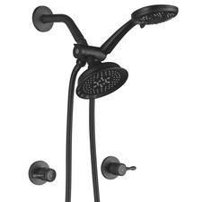 2 Handle Shower Faucet Set Matte Black Handle Shower Faucet 5 Mode Handheld S...