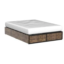 Full Metal & Wood Platform Bed with 4 Drawers, 600 lbs Capacity