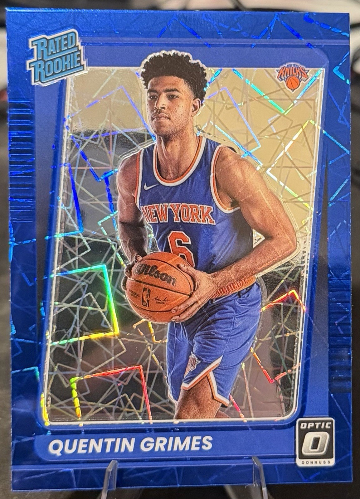 New York Knicks 2021-22 Donruss Optic #166 Quentin Grimes Blue Velocity