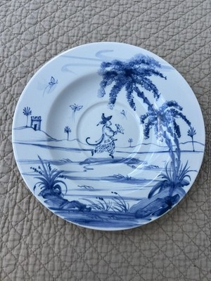 Deborah Sears ISIS Ceramic Plate, Flower Bouquet Jester Monkey, England, 7 2/8''