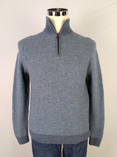 Brooks Brothers Mens Lambswool 1/4 Zip Sweater Large Fits Like Medium Blue 38"