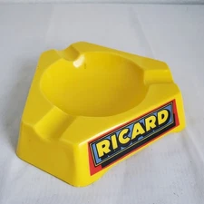 Vintage Advertising Ricard Bright Yellow Ashtray Small 6" France Anisette Cigar