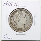 1915-S 50C Barber Liberty Head Half Dollar in Fine Condition #6413
