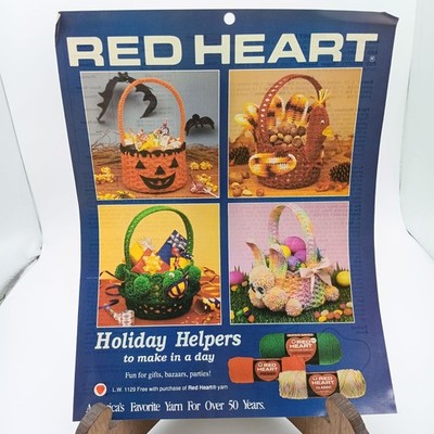 Vintage Red Heart Crochet Pattern and Instructions, Holiday Helpers 1990s Leafle
