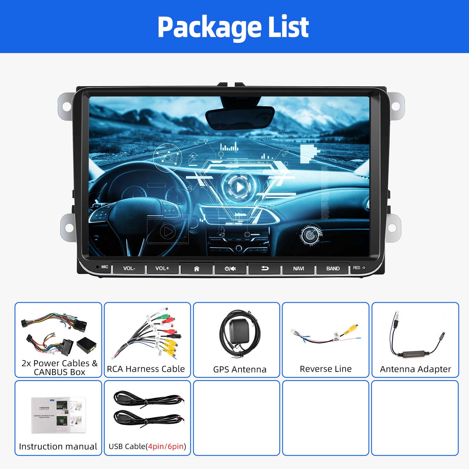 For VW GOLF MK5 MK6 9" Apple Carplay Car Stereo Radio Android 15 4+64GB GPS WIFI — image 16