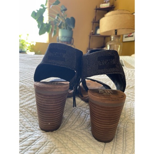 Tom’s Women’s Majorca Cutout Black Canvas Boho Open Toed Heels Size 11 Wide - 第 6/8 張圖片