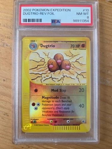 2002 Pokemon Expedition Dugtrio Reverse Holo #10 PSA 8 NM-MT