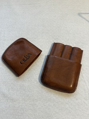 Oliva 3 Cigar Leather Holder Handcrafted 
