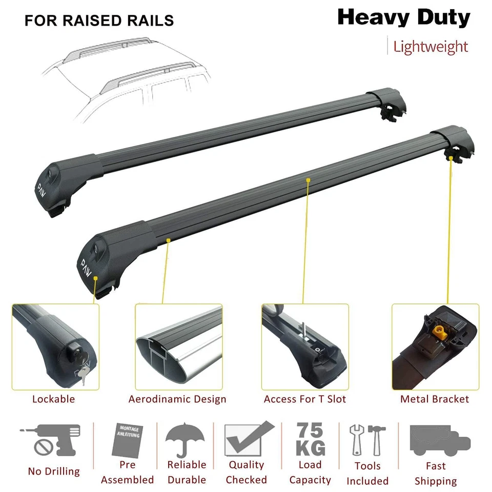 For Chevrolet Tracker 1999-2005 Roof Rack System, Aluminium Cross Bar, Raised Ra - Image 2 of 4