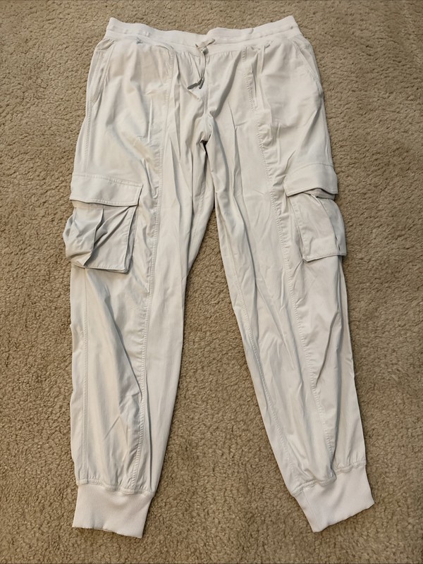 Lululemon Beige Cargo Joggers with Elastic Cuffs and Drawstring Waist size L 