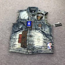 Cleveland Cavaliers Vest Mens Large Blue Denim Jean NBA Basketball UNK Heritage