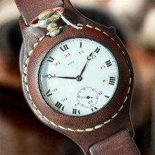 Antique Watch Pocket Watch Mechanical Swiss Rode Co Leather Case Men's Rare Old