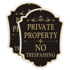 2 Pack Private Property No Trespassing Sign, 12x10 Inch Aluminum Metal Sign, ...