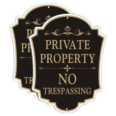 2 Pack Private Property No Trespassing Sign, 12x10 Inch Aluminum Metal Sign, ...