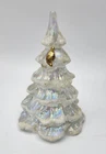 Fenton Iridescent Glass Flocked  Christmas Tree Figure 22k Gold Partridge 4in