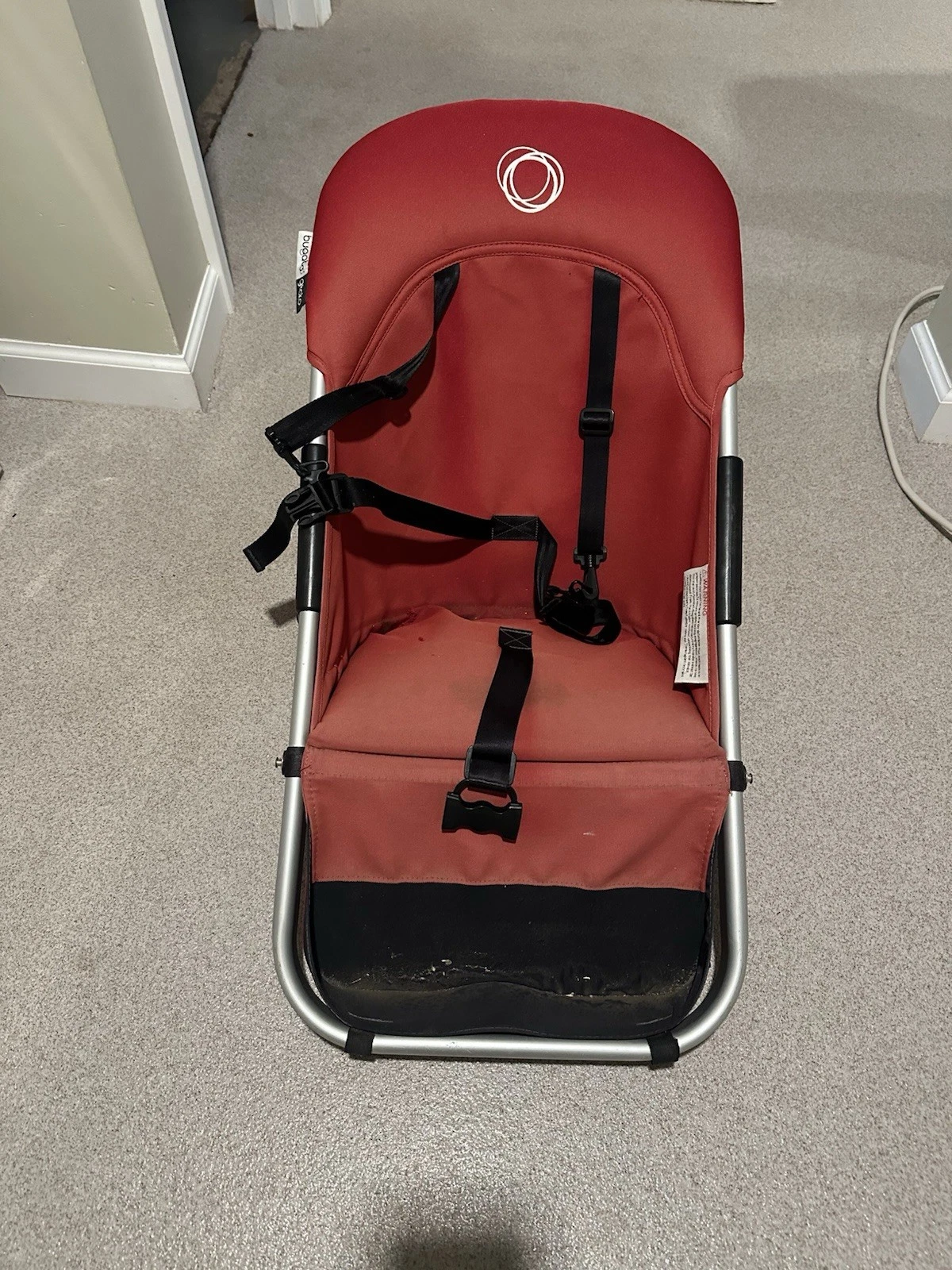 bugaboo seat Frame with Red fabric and straps Gecko Model But Fits Frog Too