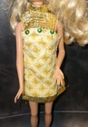 Vtg Barbie Mod Francie clone gold lame Dress Shillman 60s 70s